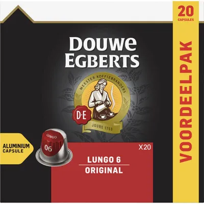 Zdjęcie produktu dla Kapsułki z kawą Douwe Egberts Lungo Original 104g, kompatybilne z Nespresso, 100% Arabica