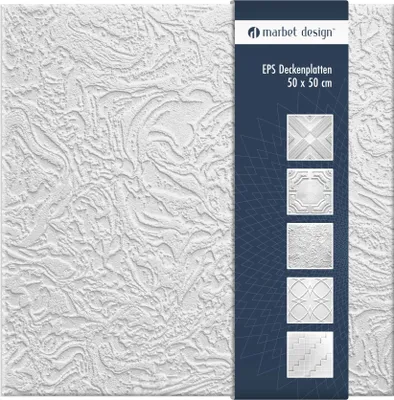 Produktbild von Deckenplatten aus Styropor EPS - Deckenpaneele leicht & robust im modernen Design - (30QM Sparpaket MONSUN 50x50cm) Deckenplatten Paneele Platte weiß