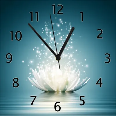 Produktbild von Wallario Design Wanduhr Lotosblüte auf Wasser aus Echtglas, Größe 30 x 30 cm