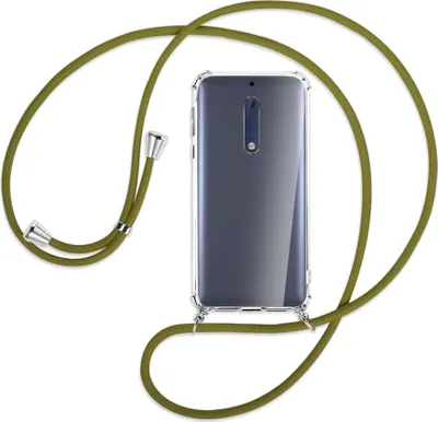 Produktbild von Handykette Backcover-Schutzhülle mit Band (Metall silberfarben) für Nokia 5 - khaki