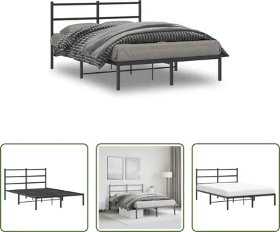 Immagine prodotto di The Living Store Struttura letto con testiera in metallo nero 140x190 cm