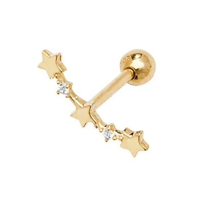 Produktbild von Wunderschöne 9 Karat (375) Gold Damen - Einzel Knorpel Ohrstecker mit Zirkonia - 3mm*13mm; TRS278499KY