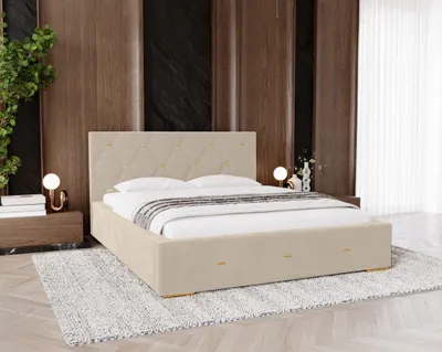 Obrázek produktu pro Čalouněné dvojlůžko 160x200 s úložným prostorem DANVILLE 2 - vanilkové