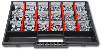 Produktbild von Muttern Sortiment M4-M5-M6-M8-M10-M12 554 tlg. Schraubenbox