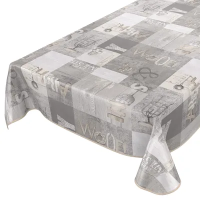 Wachstuchtischdecke abwaschbar wasserabweisend Grau 140 x 140 cm eckig Bandkante, Hauptbild