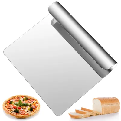 Produktbild von Gemüseschaufel, Teigschaber, Teigwagen, Schaber, Küchenschaber, Teigschneider, Teigschaber, Edelstahl-Kochspatel für Kuchen, Pizza, Teig, Küchenutensil