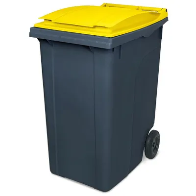 Image de Conteneur à déchets MGB de 360 litres, de couleur anthracite avec couvercle jaune