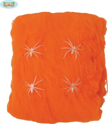 Produktbild von Künstliches Spinnennetz ORANGE 4 Spinnen 60g
