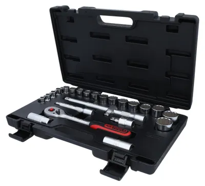 Productafbeelding van KS Tools 911.1595, set doppen, 1/2", 24 stuks, chroom-vanadiumstaal, 3 kg