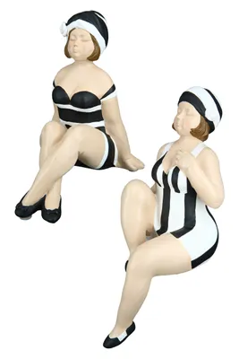 Immagine prodotto di Gilde Kantensitzerfigur, Badenixe, "Becky", gepunktet, gestreift, Kunstharz, schwarz, weiß, 37052 4063387370520 2 Stück (2-fach sortiert)