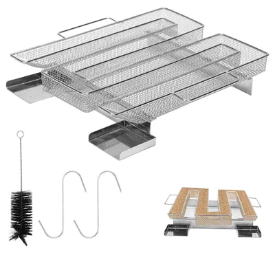 Produktbild von Kaltrauchgenerator Edelstahl 22,5 x 22,5 x 5 cm, Kaltraucherzeuger für Räuchern und Grill, inklusive 2 Haken und Bürste