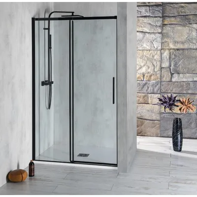 Productafbeelding van Polysan ALTIS BLACK schuifdeur, breedte 1170-1210 mm, hoogte 2000 mm, helder glas