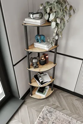 Produktbild von Skye Decor, Moderner Bücherregal aus 100% MDF, Eiche, 34 x 139 x 34 cm | Komprimierte Kraftbeine | Stilvolles, industrielles Design für Ihr Zuhause oder Büro