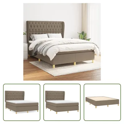 Produktbild von The Living Store Boxspringbett mit Matratze Taupe 140x190 cm Stoff