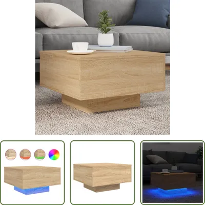 Produktbild von The Living Store Couchtisch mit LED-Leuchten Sonoma-Eiche 55x55x31 cm