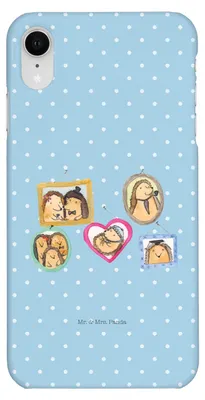 Produktbild von Mr. & Mrs. Panda Iphone XR Handyhülle Igel Familie - Blau Pastell - Geschenk, Handy Case, Papa, Muttertag, Premium Kunststoff, Bilder, Mama, Liebe, Bruder