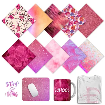 Produktbild von 10 Ink Transfer-Sheets - PINK FLOWER - in 30,5 x 30,5 cm