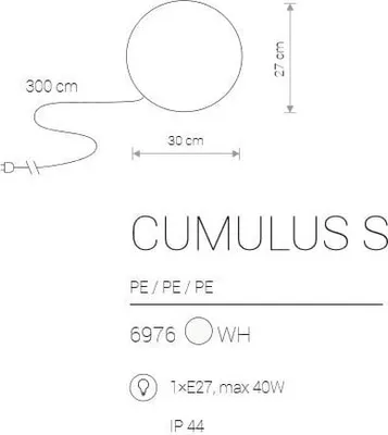 Immagine prodotto di Lampada decorativa da giardino a LED per esterni Nowodvorski CUMULUS bianco, plastica 6976