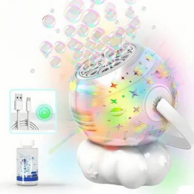 Produktbild von Seifenblasen Blaster mit 7 Farben LED Licht, automatische Bubble Machine für Geburtstag Party, Garten & Sommer Geschenk für Kinder