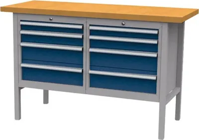 Produktbild von Forum Kastenwerkbank B1500mm 8 Schubl. RAL7035/5010, 4317784947251