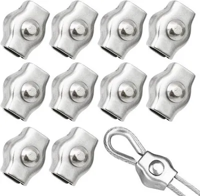 Produktbild von Famanu Kabelklemmen 10 Stück für 3 mm Stahldraht - Edelstahl