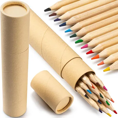 Produktbild von RAGI 12 Buntstifte Set Farbstifte für Kinder langlebige und ergonomische Holzstifte in Kartonröhre Malstifte Schulbedarf zum Zeichnen und Malen