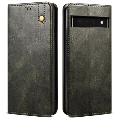 Obrázek produktu pro Pouzdro pro Google Pixel 6 Pro, kožené flip pouzdro peněženka s funkcí stojánku zelené