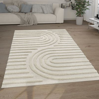 Hochflor Teppich Wohnzimmer Shaggy 3D Optik Ethno Boho Vintage Look Weich Grösse 120x160 cm