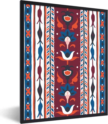 Produktbild von MuchoWow® Gerahmtes Poster Blumen - Muster - Pflanzen - Abstrakt - Minimalismus 60x80 cm - Poster mit Schwarzem Bilderrahmen Wandposter Rahmen Foto Bilder - Premium - Wanddeko Wohnzimmer