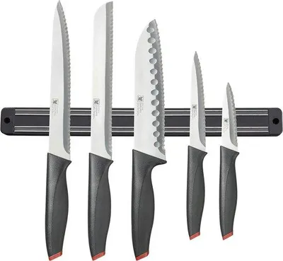 Image de Set de couteaux de cuisine avec support magnétique - acier, noir, étui de protection