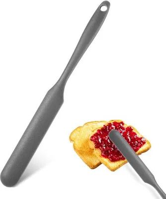 Produktbild von Unyqoos® Schmale Silikon-Spatel 23,8 cm mit langem Griff & Aufhängeloch – hitzebeständig, antihaftend, ideal zum Rühren, Schaben und Backen