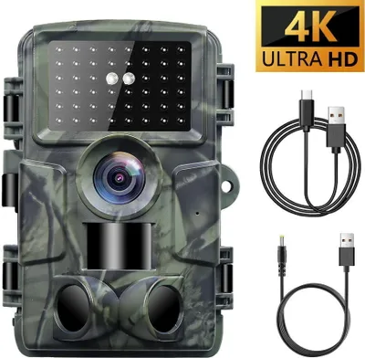 Produktbild von PR4000 Wildkamera 48MP 4K HD Video Wildtierkamera mit Klarer 20m No Glow Infrarot, 0.2s Schnelle Trigger Nachtsicht Bewegungsmelder, 110° Erfassungswinkel, IP66