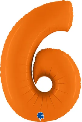 Produktbild von Folienballon Zahl 6, Mattorange, 102cm Grabo