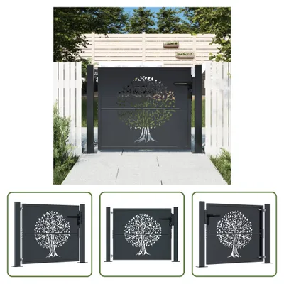 Produktbild von The Living Store Gartentor Anthrazit 105x105 cm Stahl Baum-Design