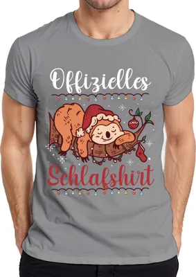Produktbild von Offizielles Schlafshirt Faultier Weihnachten - Weihnachtsgeschenk Christmas Herren T-Shirt, Grau, XXL