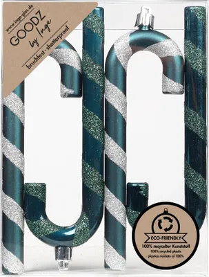 Produktbild von Christbaumschmuck Zuckerstangen 14cm Kunststoff 4er Set - Emerald
