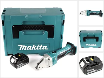 Obrázek produktu pro Akumulátorové nůžky na plech Makita DJS 161 T1J 18 V Li-Ion v balení Makpac + 1 x 5,0 Ah akumulátor - bez nabíječky