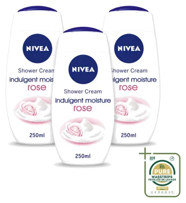 Image de 3 x Crème douche hydratante NIVEA Rose - 250 ml - Pack économique - 3 pièces