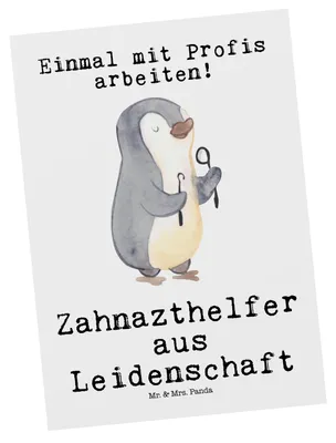 Produktbild von Mr. & Mrs. Panda Postkarte Zahnarzthelfer Leidenschaft - Weiß - Geschenk, Ansichtskarte, Grußkarte, Ansichtskarten, einzelkarte, Postkarten