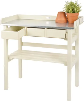 Image de Esschert Design Table de travail de jardin blanc ; CF29W