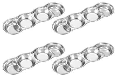 4er-Set Mini-Edelstahlschalen, rund, 8,4 cm, für Sushi-Dips