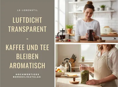 Produktbild von Vorratsdose aus Glas 1900ml 28x10cm mit Deckel Vorratsglas Luftdicht Küche Organizer