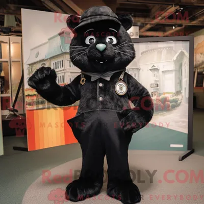 Produktbild von Maskottchenkostüm REDBROKOLY Schwarze Katze mit Cordhose und Hutnadeln