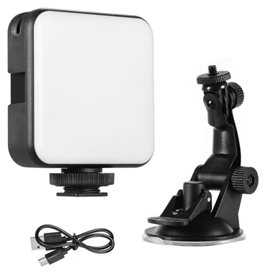 Obrázok produktu pre Sada osvetlenia pre videokonferencie W64 s 6 W mini dvojfarebným LED svetlom pre vlogovanie, 2500 K – 6500 K, s reguláciou jasu, dobíjateľná, 3 studené pätice + držiak s prísavkou
