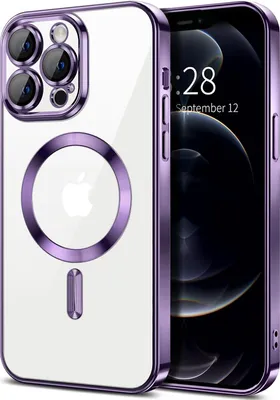 Produktbild von Magnetische Klar Hülle für iPhone 12 Pro Max, Kompatibel mit MagSafe, Elektroplattiert Handyhülle mit Kameraschutz Lila