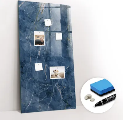 Produktbild von Magnetpinnwand Memoboard - Zubehörsatz - Weißer Marker + Schwamm + Magnete - 60 x 120 cm - Dekorativer Marmor