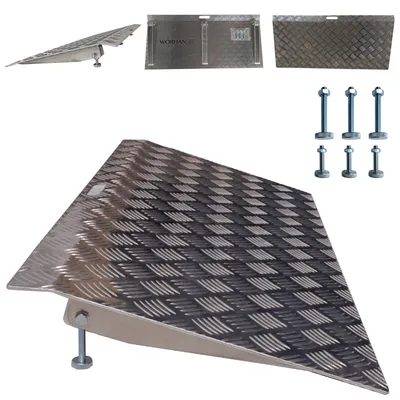 Produktbild von WORHAN Mobil Schwellenrampe Variable Höhenverstellung Ladeplattform Stufenrampen Rollstuhlrampe Alu Aluminium Rampe Türschwellenrampe 1TR90