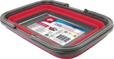 Zdjęcie produktu dla Składane wiadro Dirt Devil - 17 litrów - 38 x 28,5 x 16/4,5 cm - Oszczędność miejsca - Idealne do sprzątania i na kemping - Czerwone