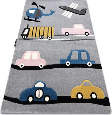 Produktbild von Kinderteppich PETIT TOYS SPIELZEUGE AUTOS grau Grau 120x170 cm
