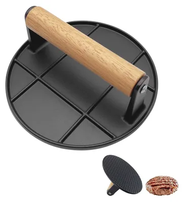 Immagine prodotto di Omgoods - Pressa per hamburger con manico in legno, diametro 16 cm